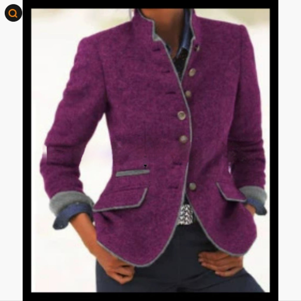 Multi-button Color Matching Women's Woolen Jacket