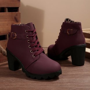 Women's Lace-Up High-Heel Ankle Boots - Coalboyz product image 11