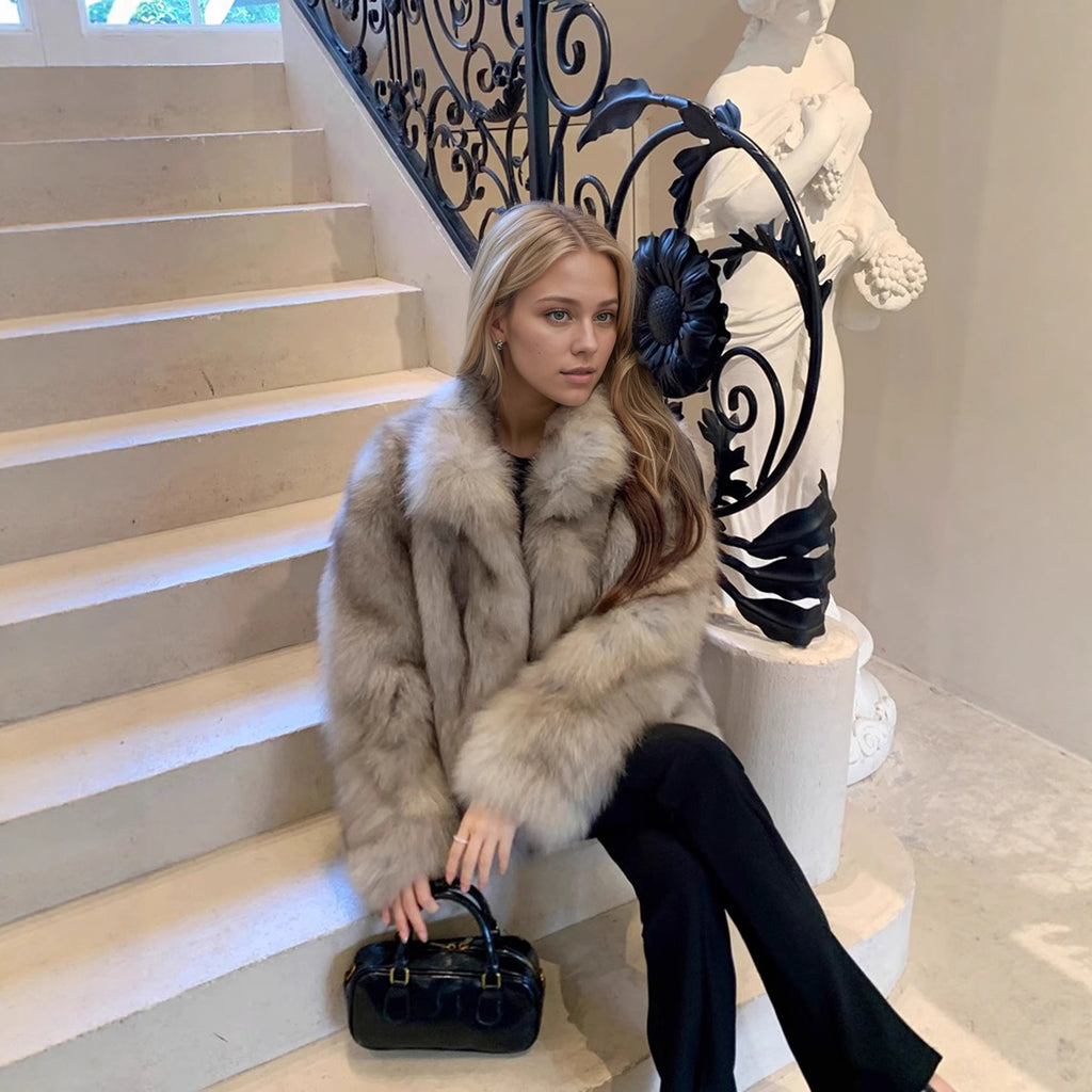 Women's Reversible Stand-Collar Faux Fur Coat - product image 1