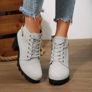 Women's Lace-Up High-Heel Ankle Boots - Coalboyz product image 6