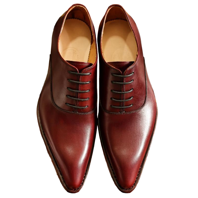 Goodyear Handmade Shoes Super Pointed Toe Wine Red Personality