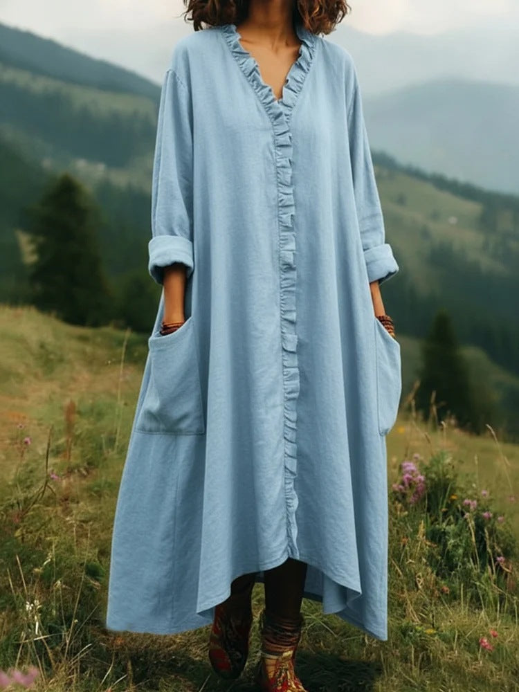 Stylish Relaxed-fit Cotton Midi Dress
