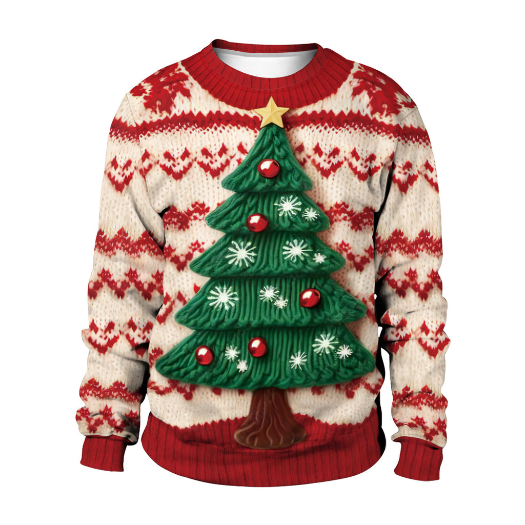 Christmas Snowman and Tree Print Crew-Neck Jumper - Coalboyz product image 2