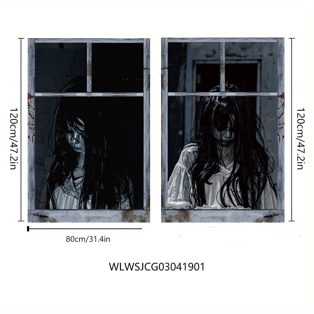 3D Holiday Window Cover Witch Halloween Window Cover