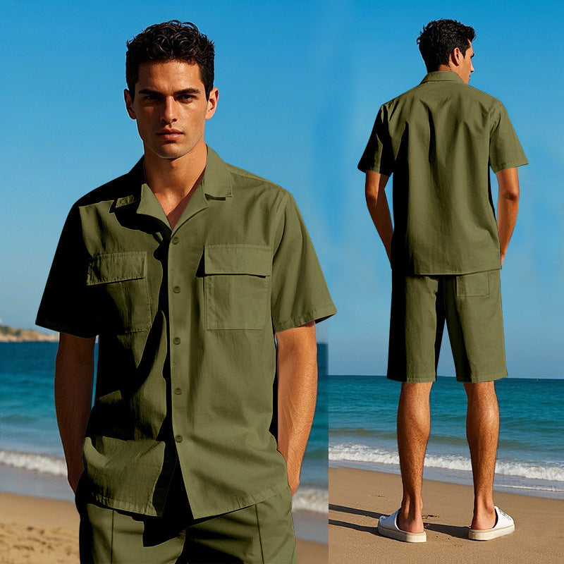 Solid Color Men's Sportswear Suit