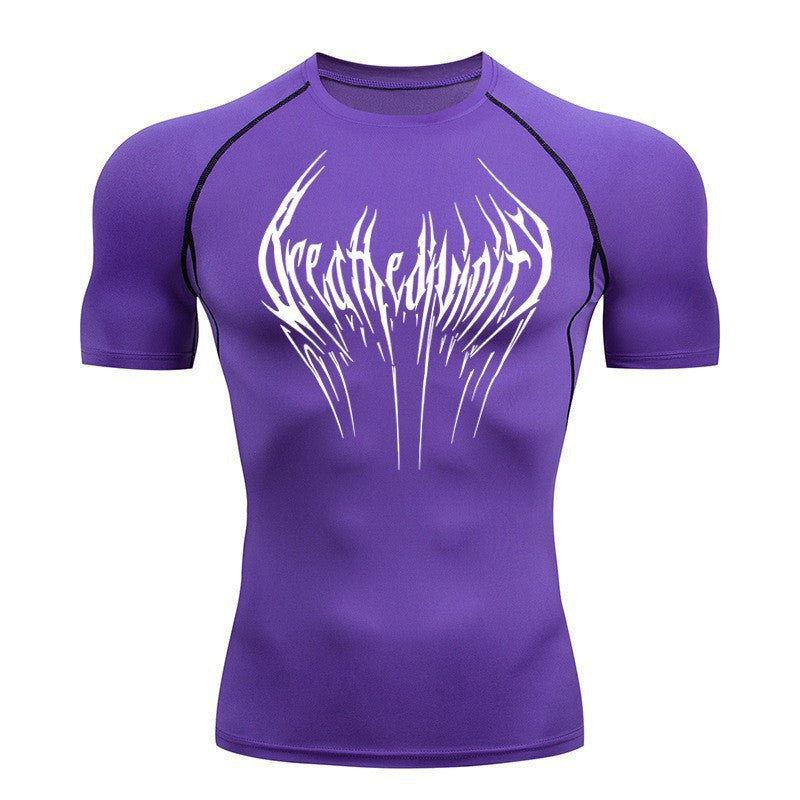 Short-sleeve Black Fitness T-shirt Men's Muscle