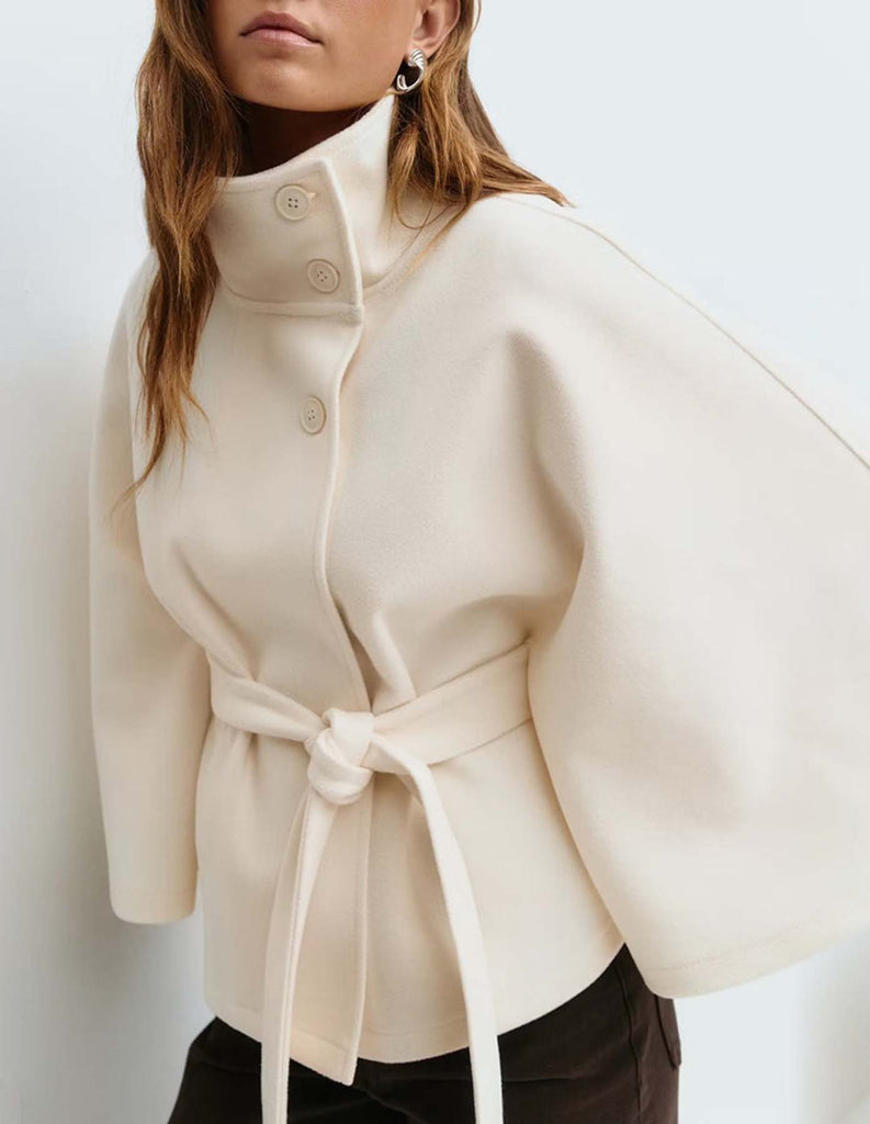 Women's Belted Stand-Collar Cape-Style Coat - Coalboyz product image 7
