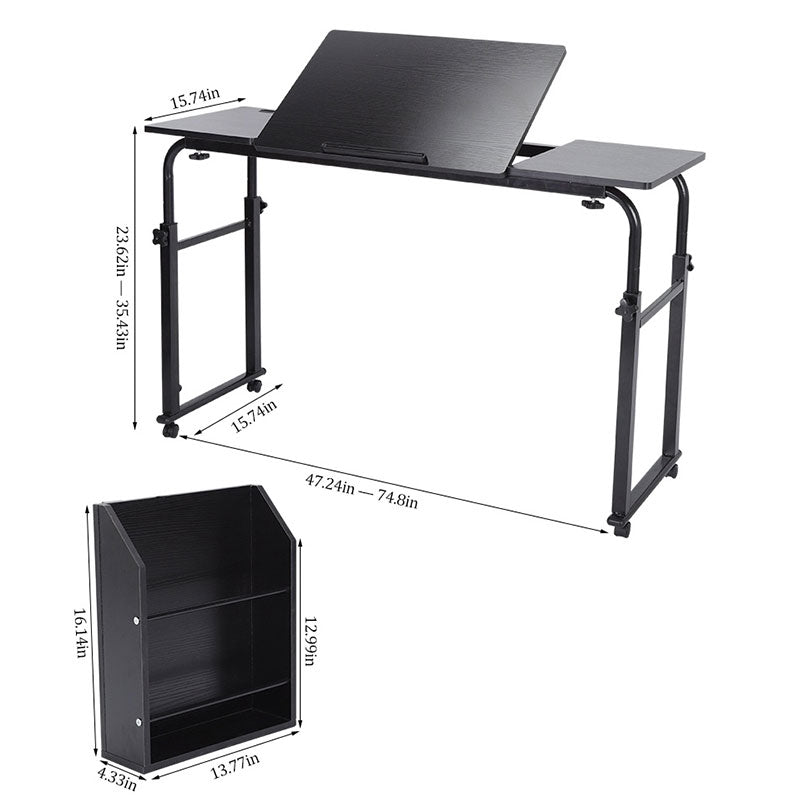 Adjustable Rolling Laptop Desk with Wheels – Overbed Mobile Computer & Writing Table for Home & Office