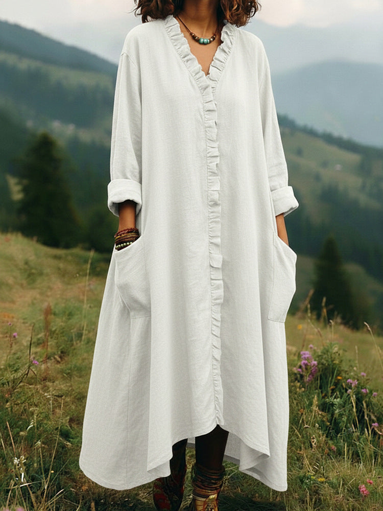 Stylish Relaxed-fit Cotton Midi Dress