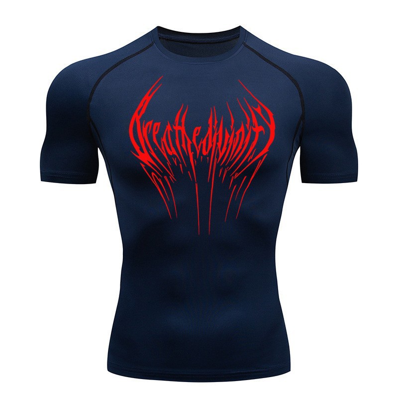 Short-sleeve Black Fitness T-shirt Men's Muscle