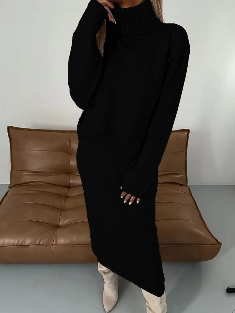 Women's Knitted Roll-Neck Dress Two-Piece Set - Coalboyz product image 11