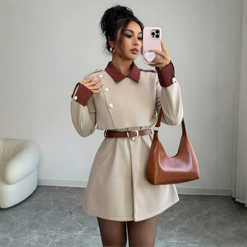 Women's Slim-Fit Lapel Wool-Look Coat - Coalboyz product image 3