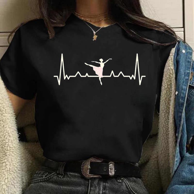Womens Ballet Kid Crew Neck Plus-Size Short-Sleeve T-Shirt For Women