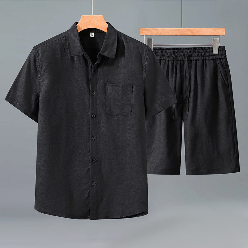 Linen Shirt Men's Short-sleeve Suit