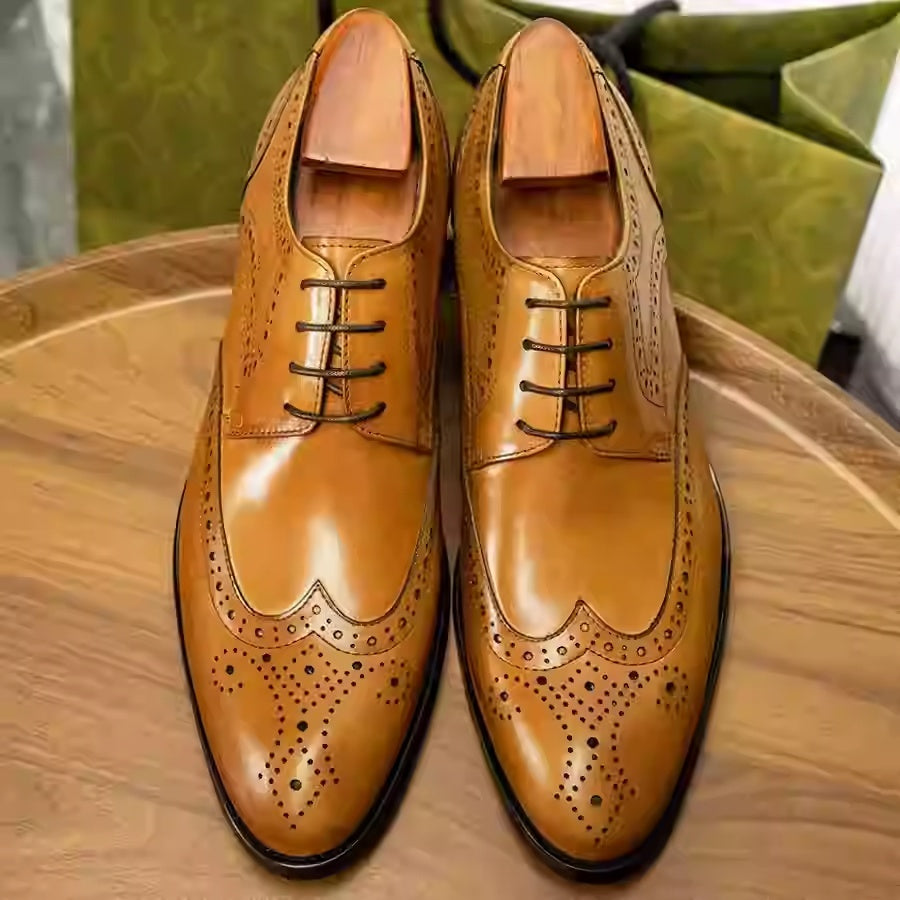 Men's British Pointed Toe Business Formal Wear Wedding Shoes