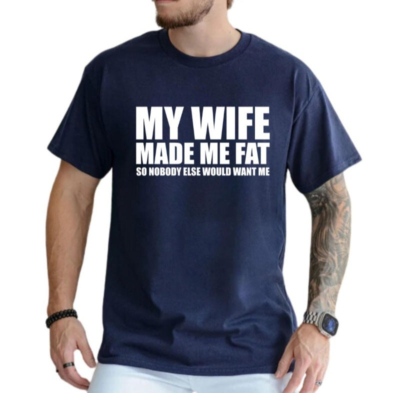 Men's Creative English Letter Print T-Shirt
