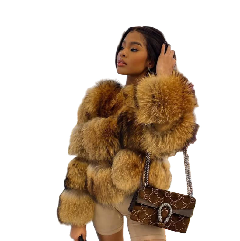 Raccoon Fur Fur Stitching For Women