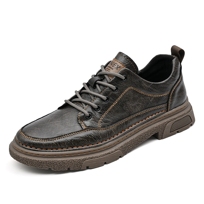 Low-cut Cowhide Upper Handmade Hikingcross-country Casual Shoes