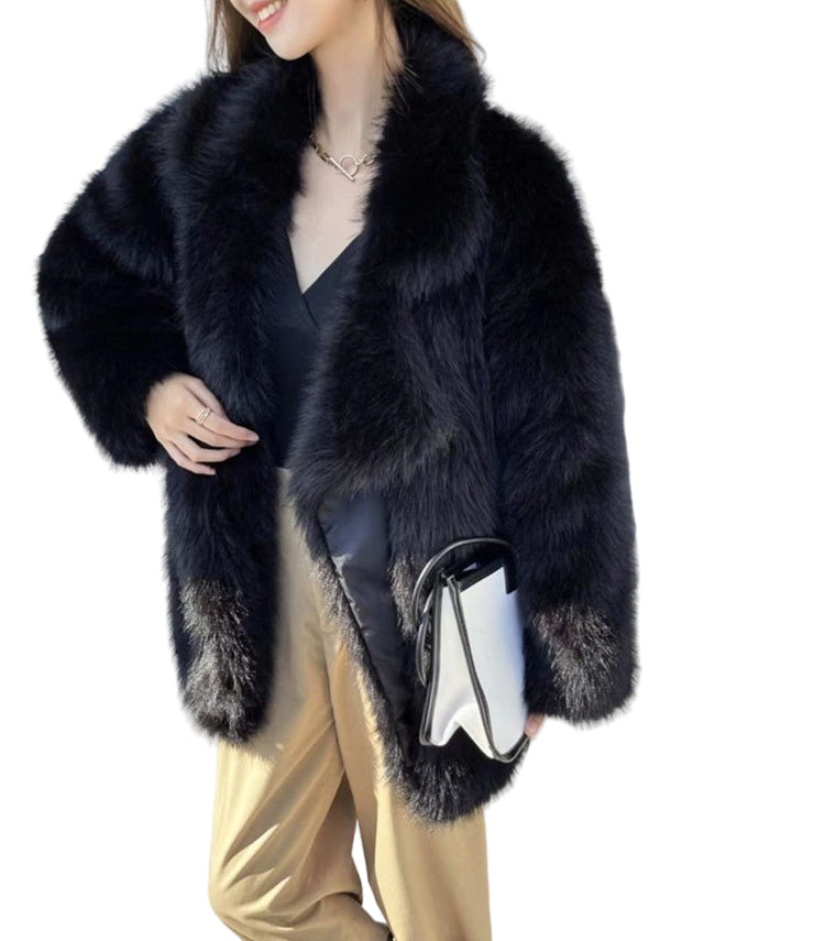 Mid-length Loose Comfortable Suit Large Lapel Artificial Wool Coat