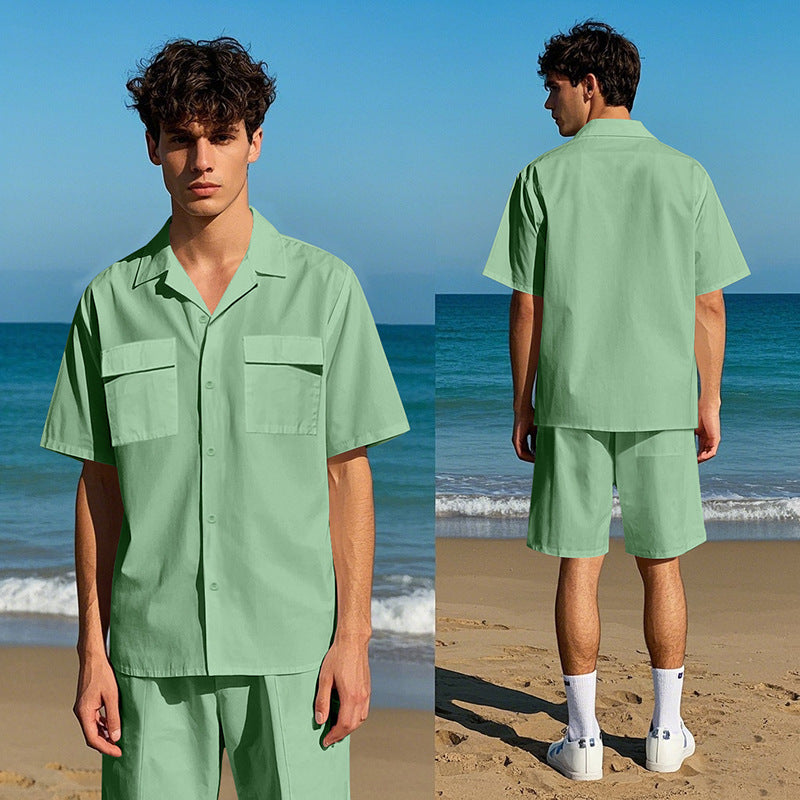 Solid Color Men's Sportswear Suit